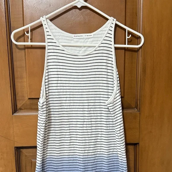 Athleta Sunkissed Ombre Medium Striped Blue and White Maxi Dress - Picture 2 of 5